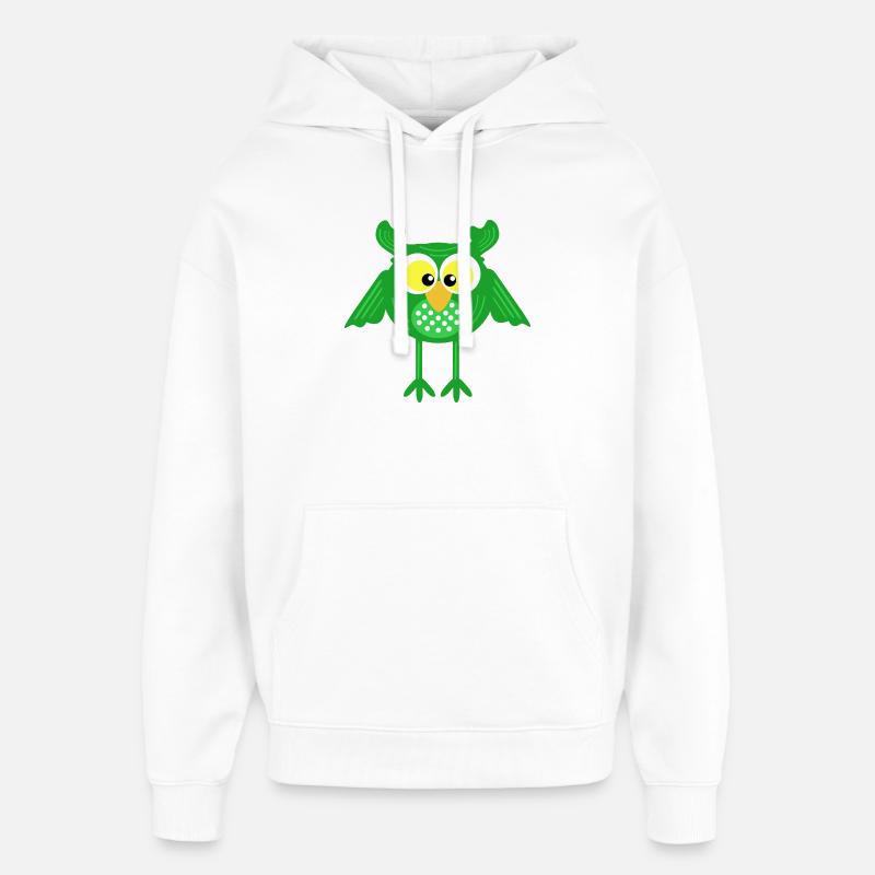 Chouette verte aux longues pattes - Sweat à capuche unisexe Stanley/Stella Oversized - blanc