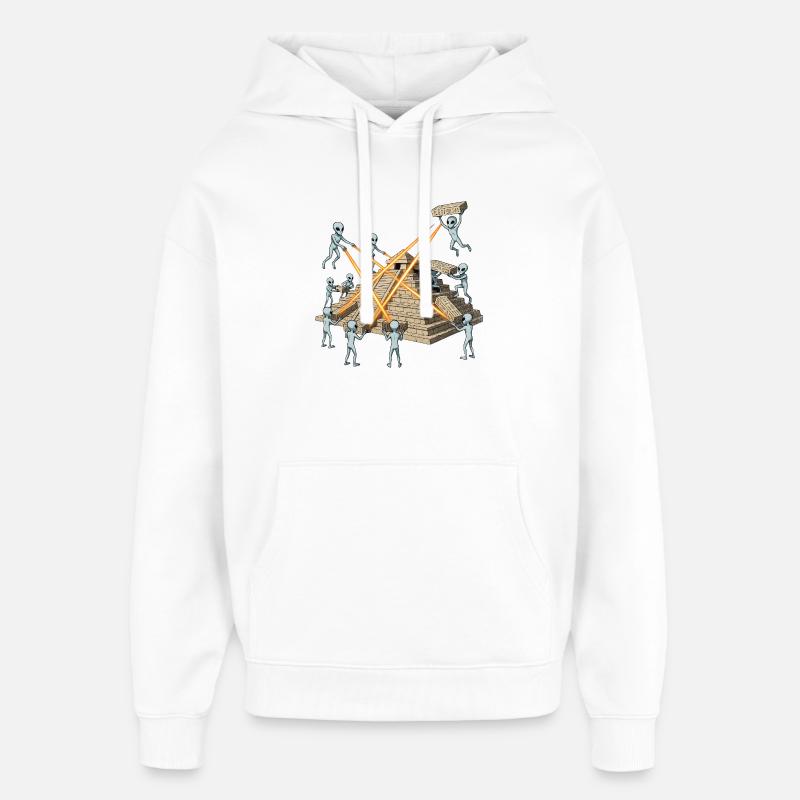 Les extraterrestres construisent une pyramide laser - Sweat à capuche unisexe Stanley/Stella Oversized - blanc
