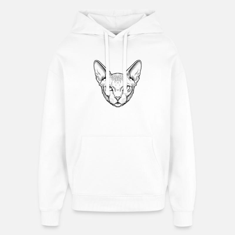 Chat Sphynx - Sweat à capuche unisexe Stanley/Stella Oversized - blanc