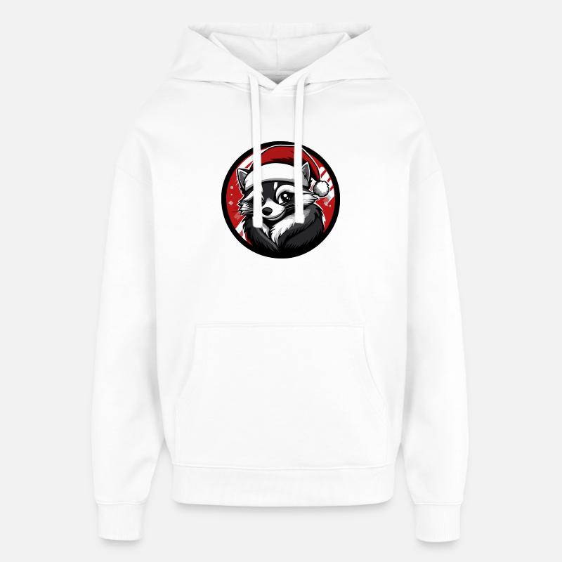 Raton laveur au chapeau de Noël - Sweat à capuche unisexe Stanley/Stella Oversized - blanc