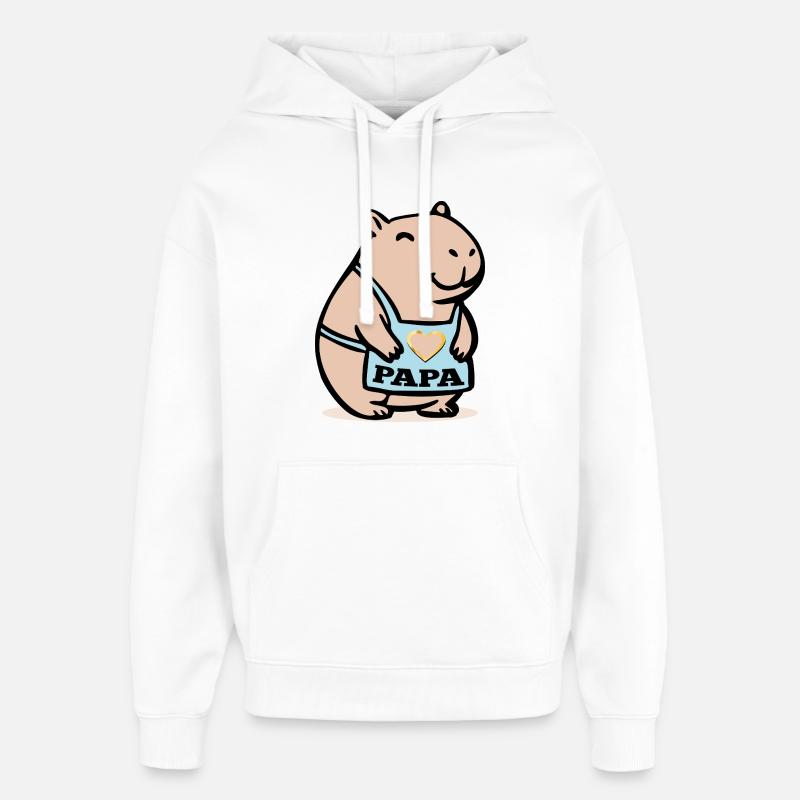 Capybara Papa Capybaras - Sweat à capuche unisexe Stanley/Stella Oversized - blanc