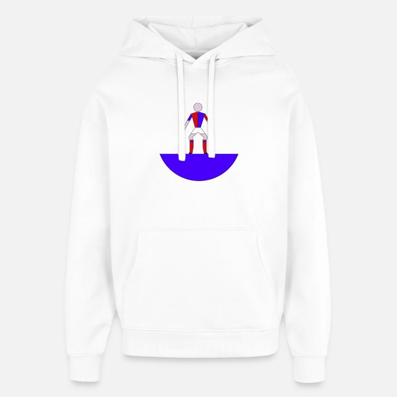 Subbuteo Héros Géométrique sur Blue Arc - Sweat à capuche unisexe Stanley/Stella Oversized - blanc