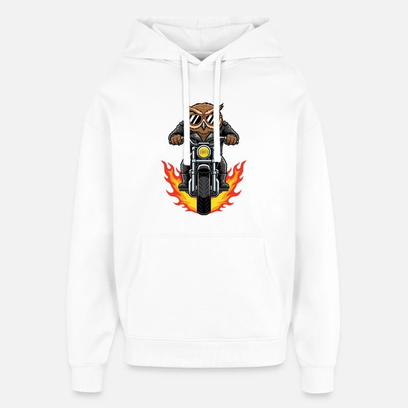Cool Biker Owl Motorcycle Flames - Sweat à capuche unisexe Stanley/Stella Oversized - blanc