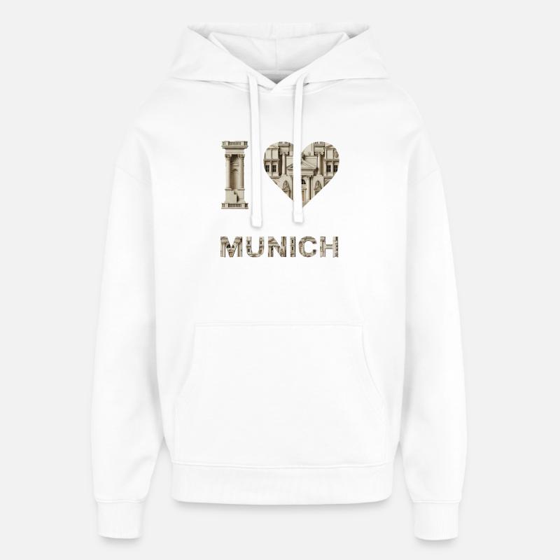 I love Munich – Classical Architecture Love - Oversized Unisex Hoodie by Stanley/Stella - white