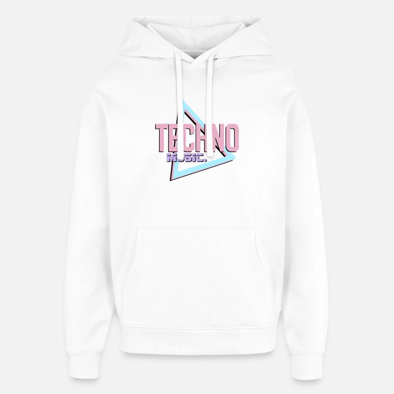 Logo rétro Techno Neon - Sweat à capuche unisexe Stanley/Stella Oversized - blanc
