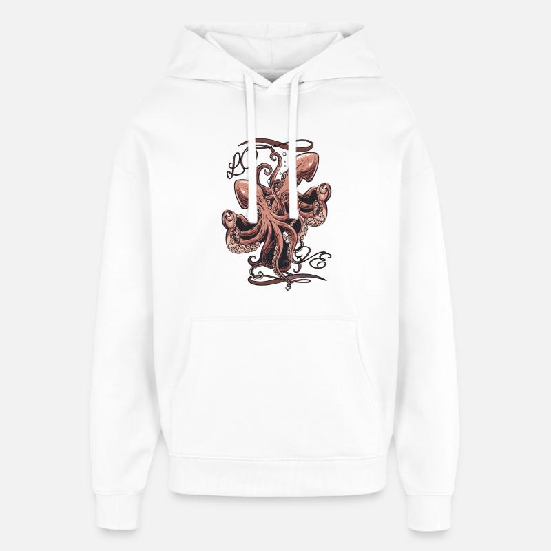Pieuvre amoureuse - Sweat à capuche unisexe Stanley/Stella Oversized - blanc