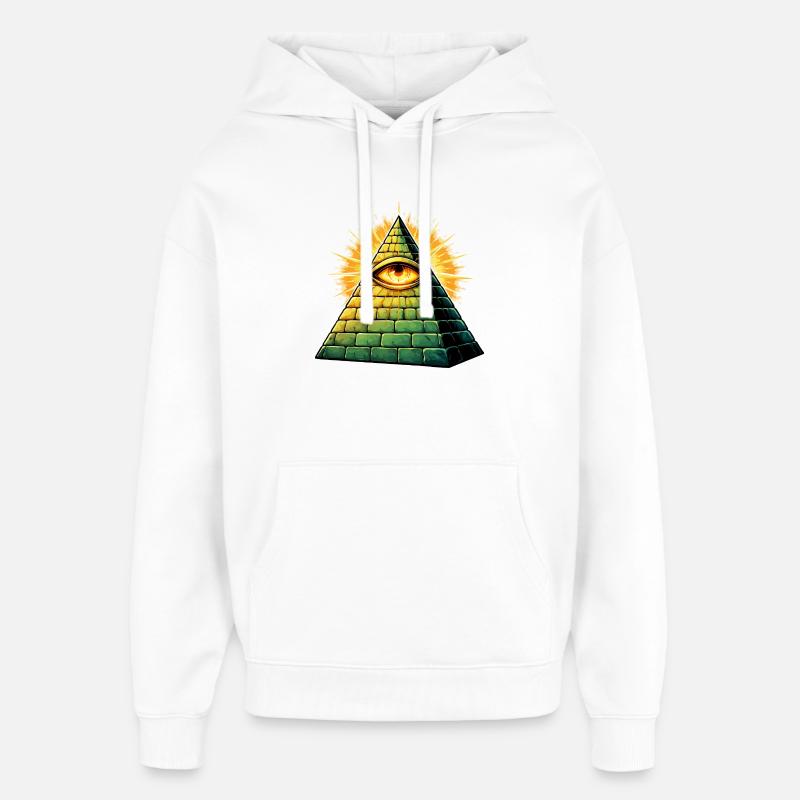 Pyramide des Illuminati - Sweat à capuche unisexe Stanley/Stella Oversized - blanc