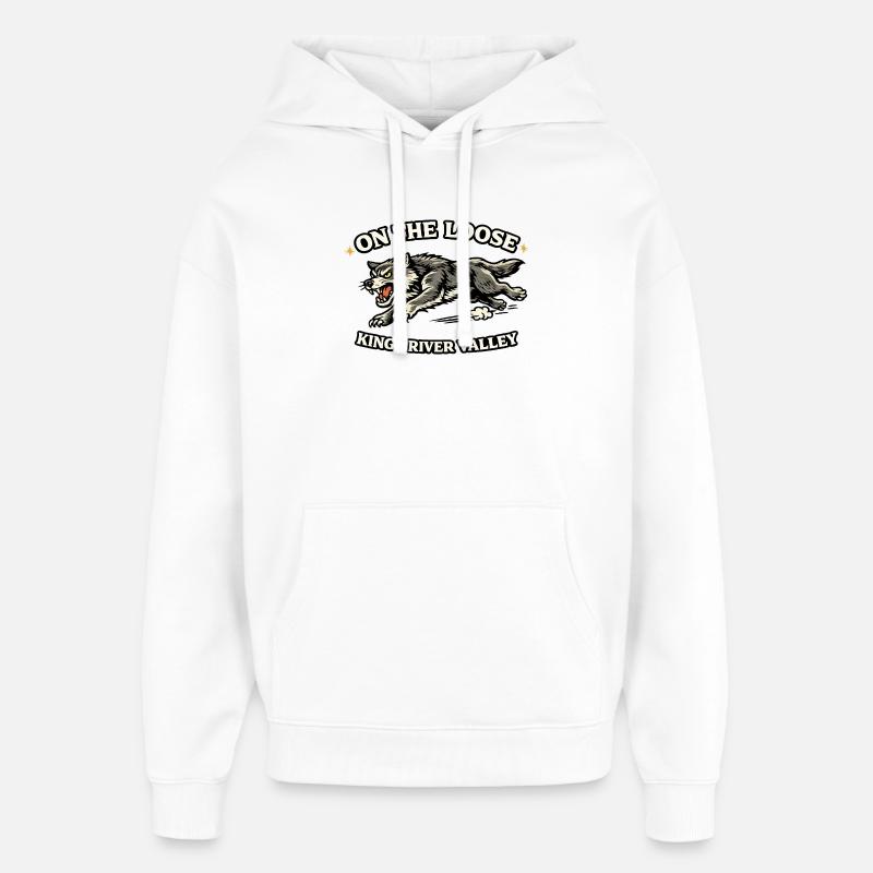 on_the_loose_wolf - Sweat à capuche unisexe Stanley/Stella Oversized - blanc