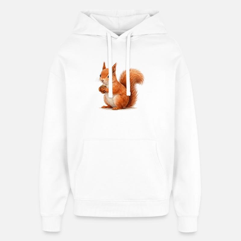 Eichhörnchen mit Eichel Illustration - Oversized Unisex Hoodie von Stanley/Stella - Weiß