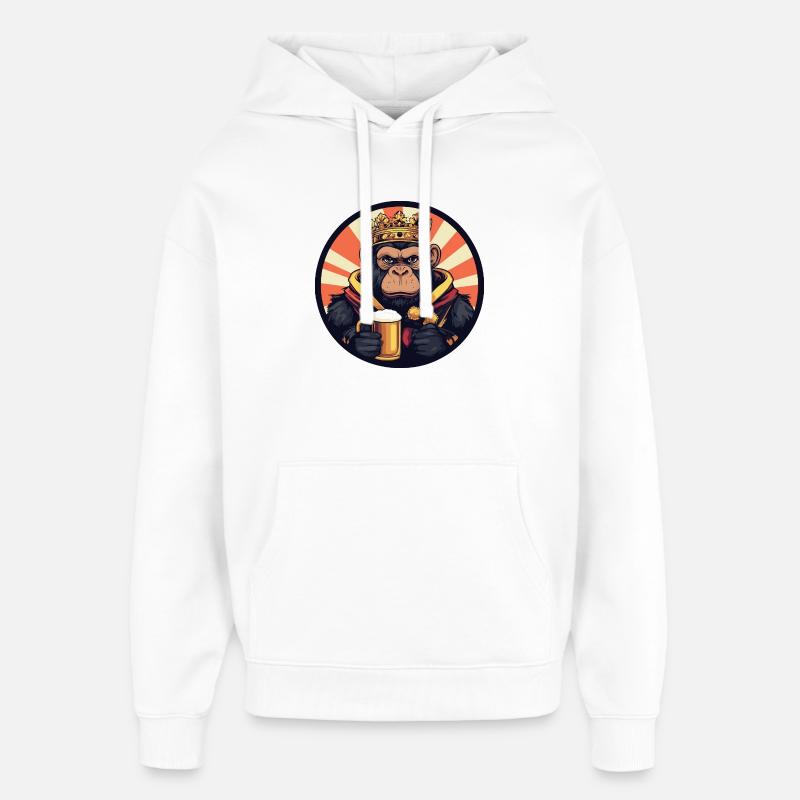 Bière de singe drôle - Sweat à capuche unisexe Stanley/Stella Oversized - blanc