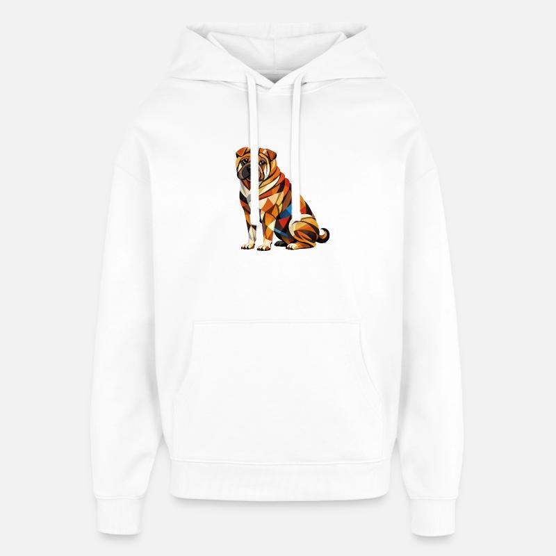 Shar pei Geometric - Sweat à capuche unisexe Stanley/Stella Oversized - blanc