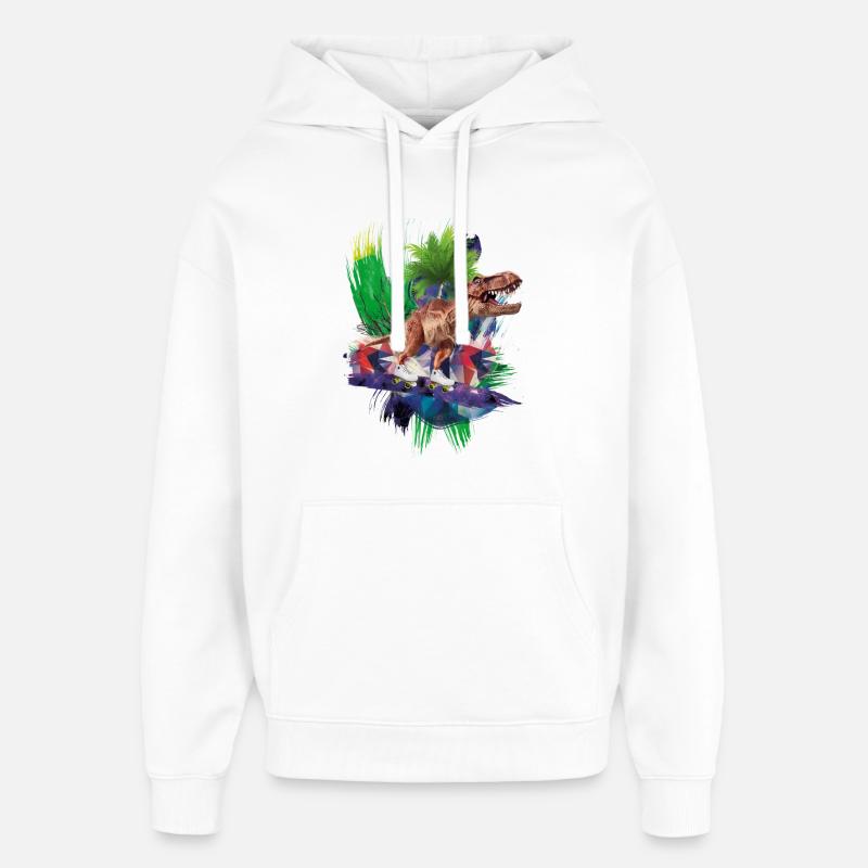 T-Rex - Dinosaures - Trex - Tyrannosaurus rex - Sweat à capuche unisexe Stanley/Stella Oversized - blanc