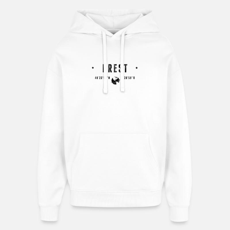 Brest Coordonnées Géographiques Stylisées - Sweat à capuche unisexe Stanley/Stella Oversized - blanc