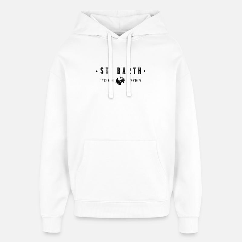 St Barth Coordonnées Géographiques Stylisées - Sweat à capuche unisexe Stanley/Stella Oversized - blanc