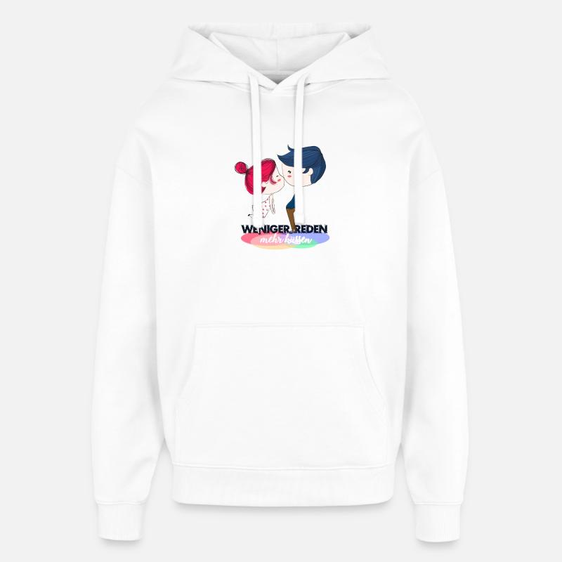 parle moins - baiser - Sweat à capuche unisexe Stanley/Stella Oversized - blanc