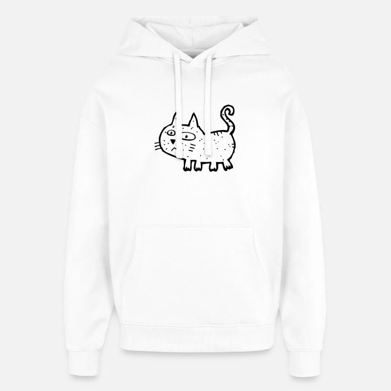 Chat croquis noir et blanc - Sweat à capuche unisexe Stanley/Stella Oversized - blanc