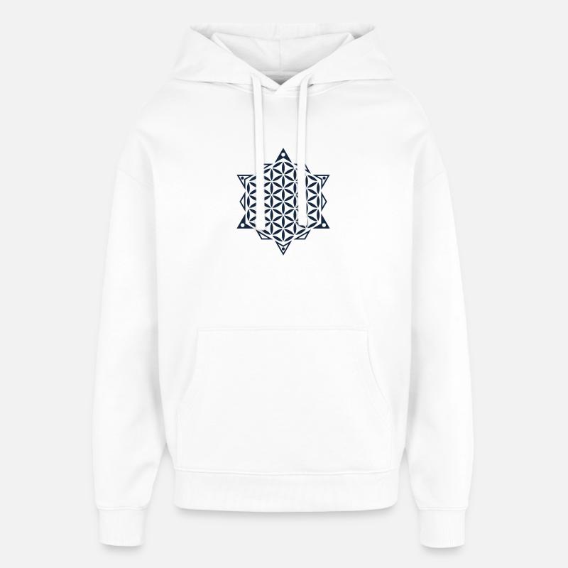 Fleur de vie, géométrie sacrée - Sweat à capuche unisexe Stanley/Stella Oversized - blanc