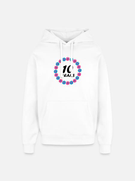 10 years - Oversized Unisex Hoodie by Stanley/Stella - white