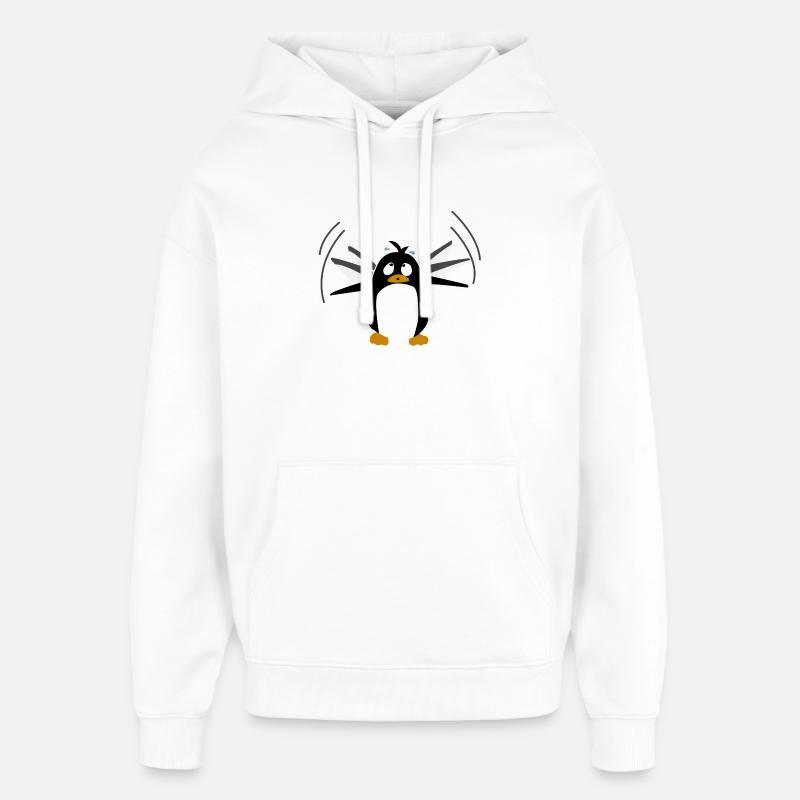 Dessin animé pingouin flottant - Sweat à capuche unisexe Stanley/Stella Oversized - blanc