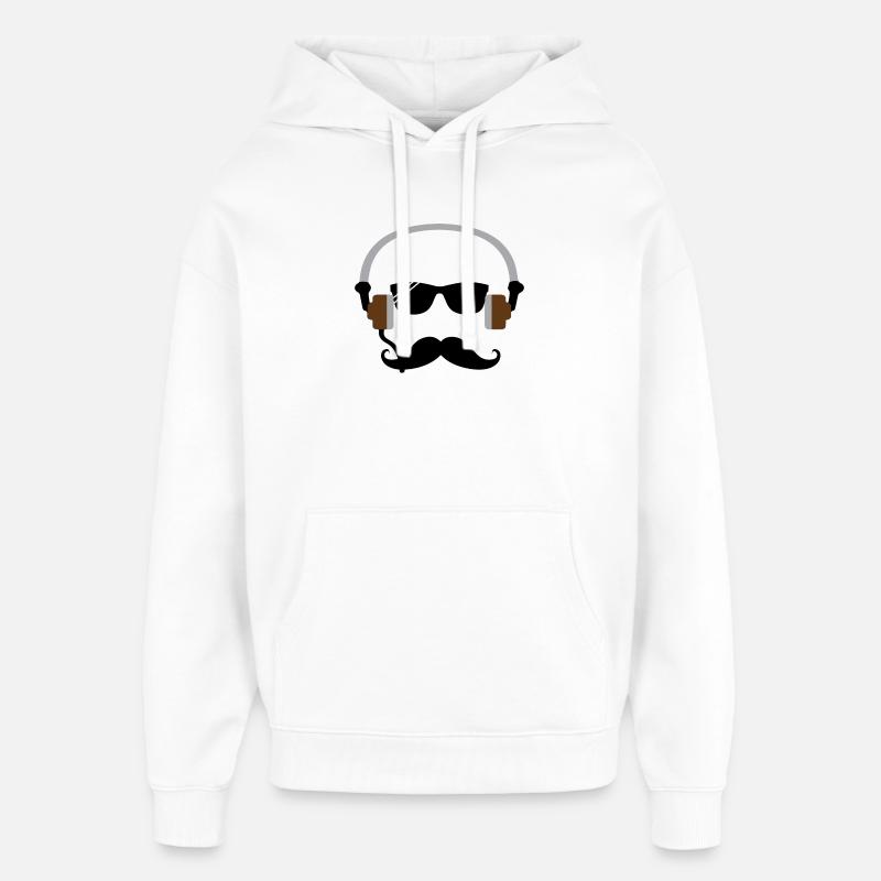 Kopfhörer Minimalist mit Bart - Oversized Unisex Hoodie von Stanley/Stella - Weiß