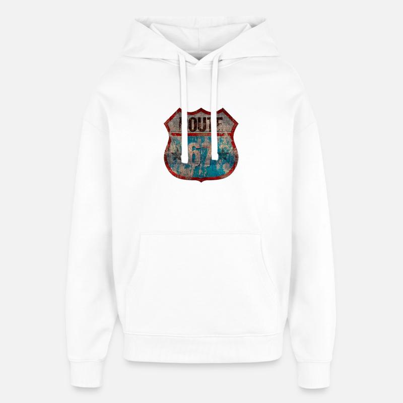 Rustic Route 67 Schild Design - Oversized Unisex Hoodie von Stanley/Stella - Weiß