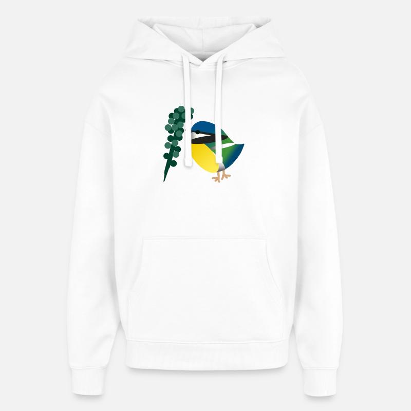 Mésange bleue et baies - Sweat à capuche unisexe Stanley/Stella Oversized - blanc