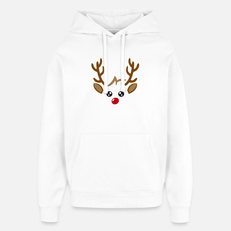 Renne visage garçon noël noël - Sweat à capuche unisexe Stanley/Stella Oversized - blanc