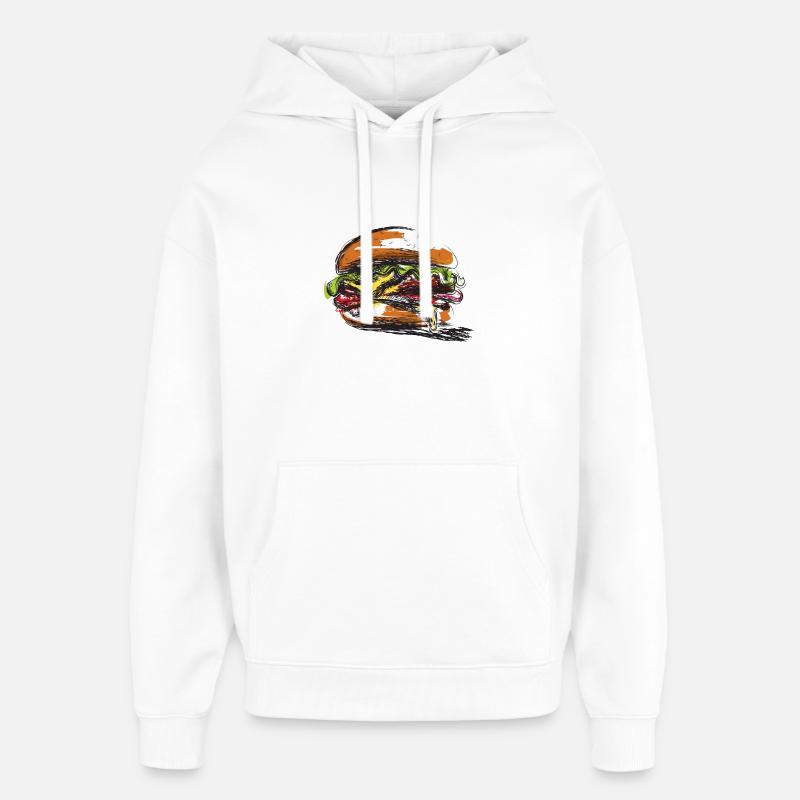 Affiche sandwich farci au hamburger - Sweat à capuche unisexe Stanley/Stella Oversized - blanc
