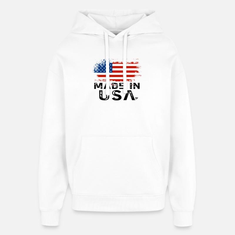 Drapeau Made in USA - Sweat à capuche unisexe Stanley/Stella Oversized - blanc