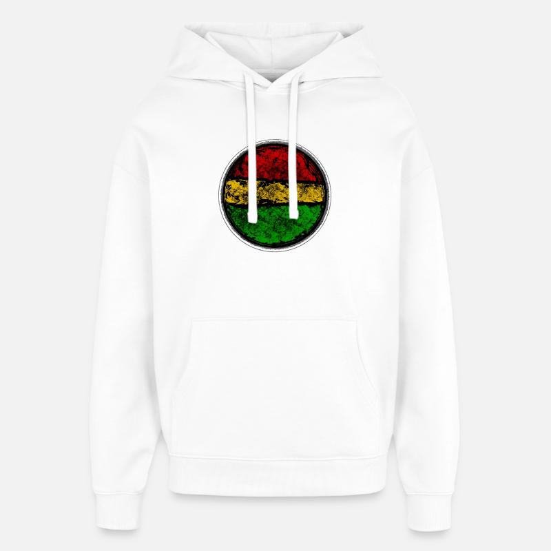 Abstract Retro Reggae Flag Design - Oversized Unisex Hoodie by Stanley/Stella - white