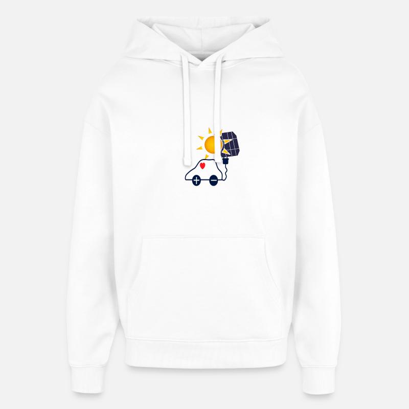 Sonnenkraft Auto mit Solarpanel - Oversized Unisex Hoodie von Stanley/Stella - Weiß