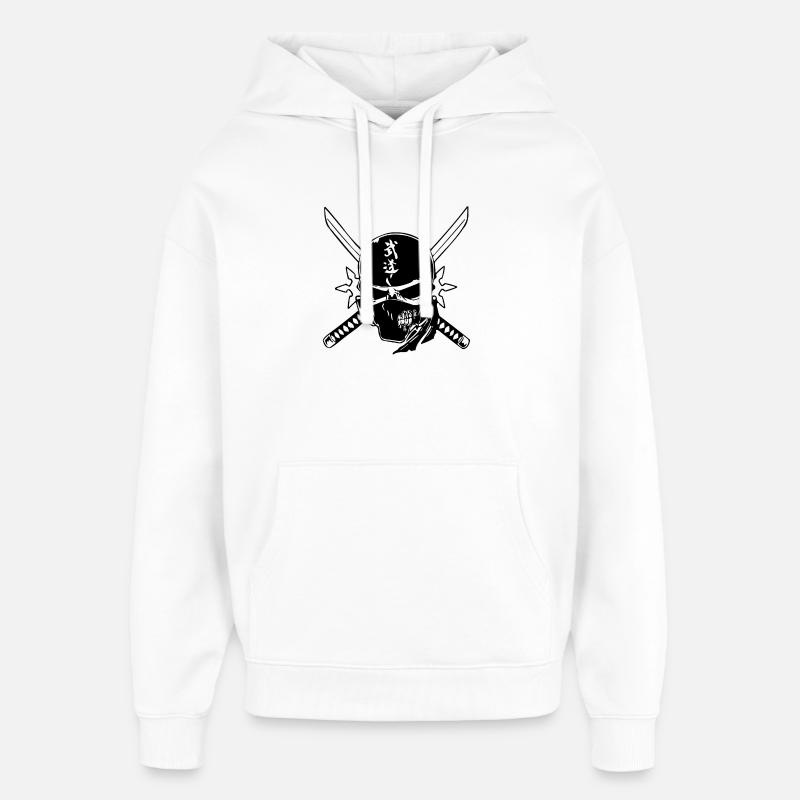 ninja skull - Sweat à capuche unisexe Stanley/Stella Oversized - blanc