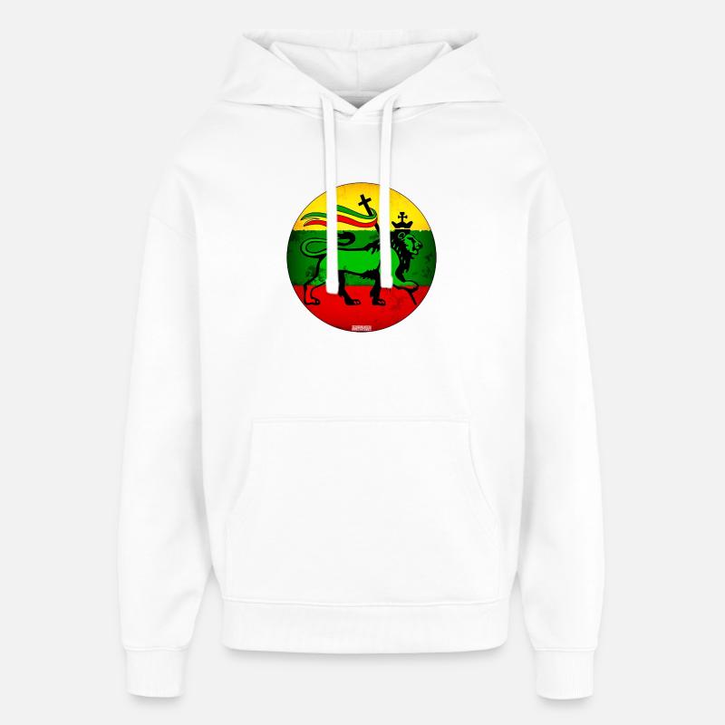 Lion Judah Reggae Flag - Sweat à capuche unisexe Stanley/Stella Oversized - blanc