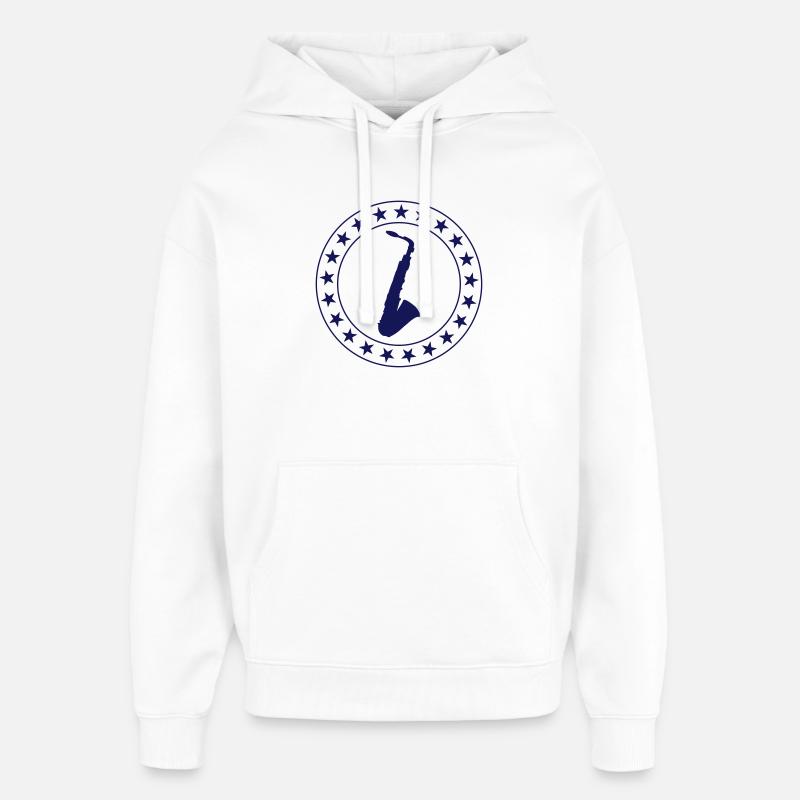 Saxophone / Saxophon - Sweat à capuche unisexe Stanley/Stella Oversized - blanc