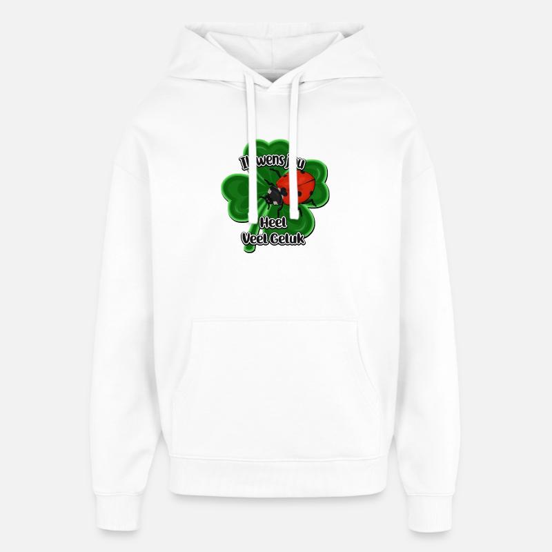 Coccinelle chanceuse sur Clover Four - Sweat à capuche unisexe Stanley/Stella Oversized - blanc