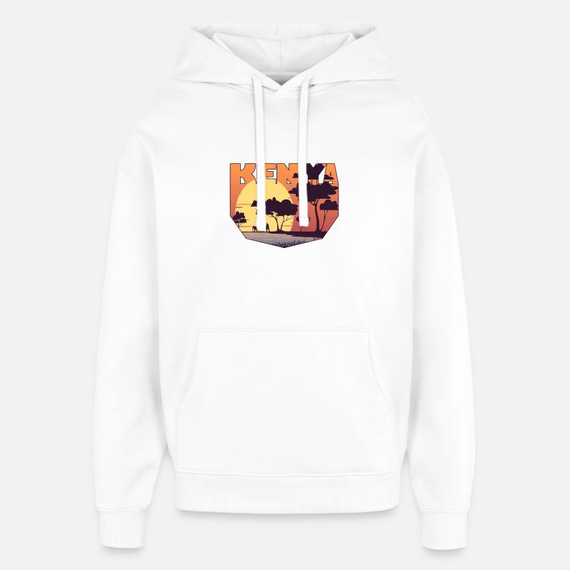 Kenya design avec paysage / cadeau - Sweat à capuche unisexe Stanley/Stella Oversized - blanc