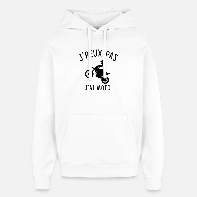 J'PEUX PAS J'AI MOTO - Sweat à capuche unisexe Stanley/Stella Oversized - blanc