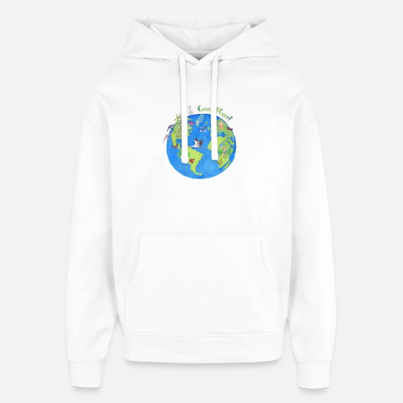 Planète verte - planète - Sweat à capuche unisexe Stanley/Stella Oversized - blanc