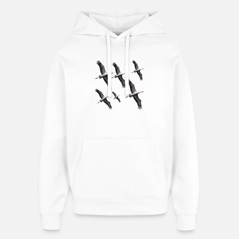 Grues migratrices d’oiseaux - Sweat à capuche unisexe Stanley/Stella Oversized - blanc