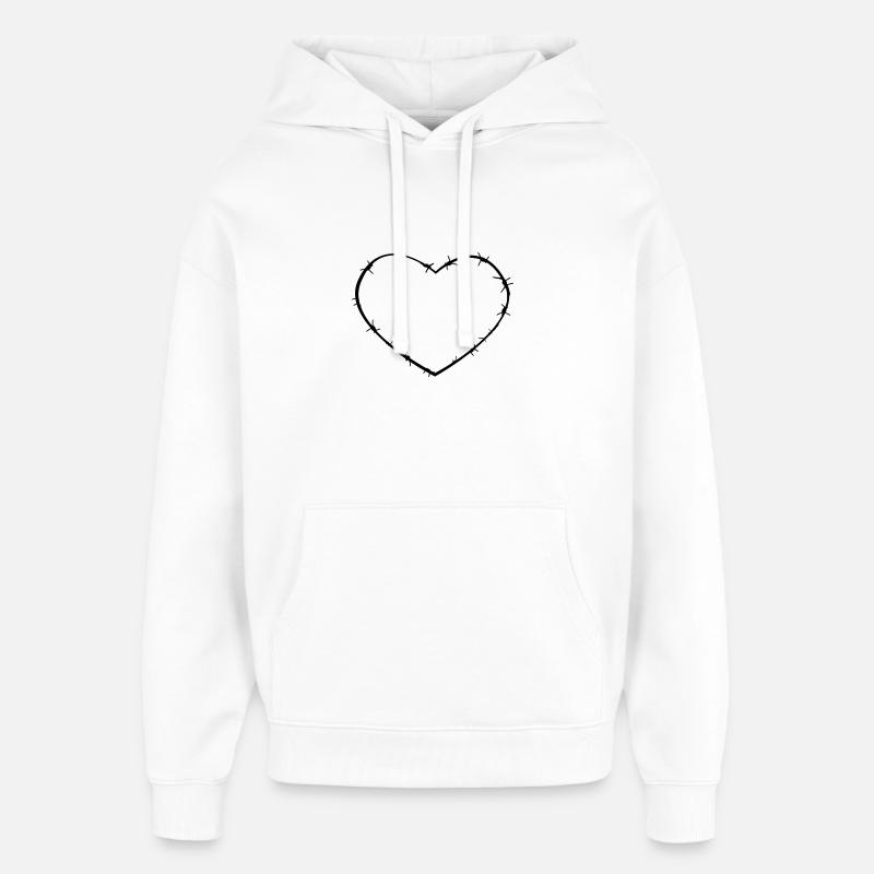 Stacheldraht-Herz - Oversized Unisex Hoodie von Stanley/Stella - Weiß