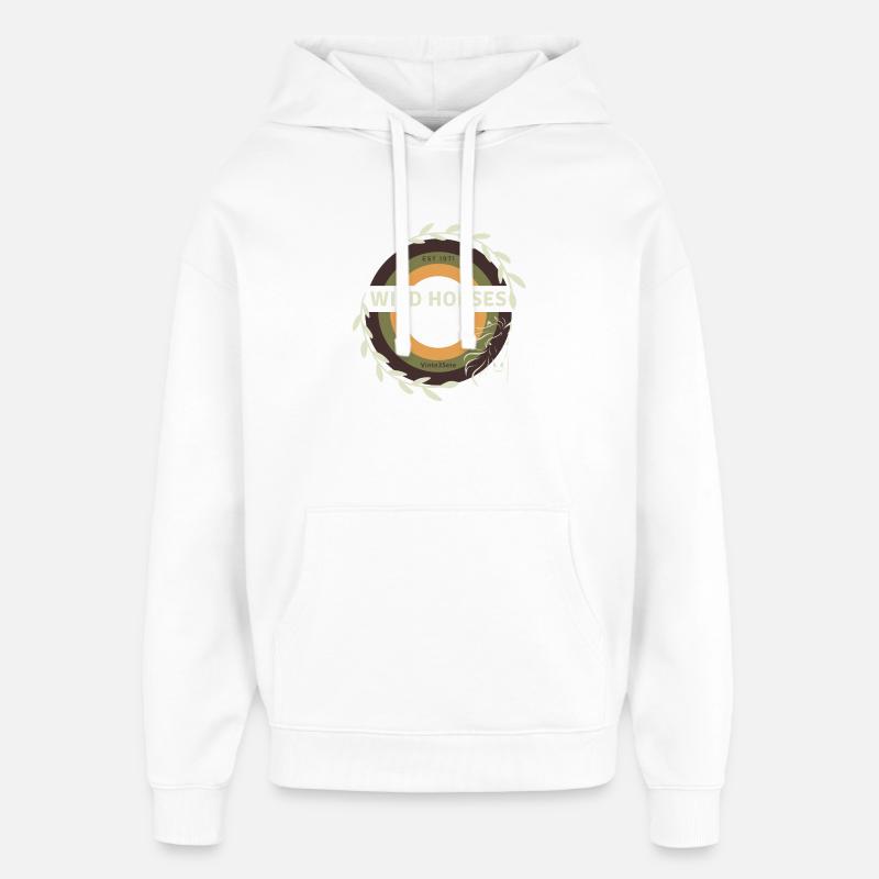 Wilde Pferde - Oversized Unisex Hoodie von Stanley/Stella - Weiß