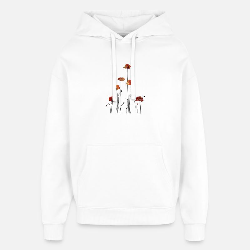 Coquelicots Silhouette Design - Sweat à capuche unisexe Stanley/Stella Oversized - blanc