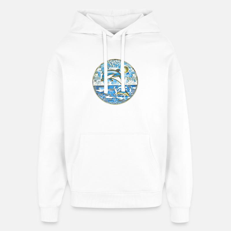 Dauphin mer Liberté - Sweat à capuche unisexe Stanley/Stella Oversized - blanc