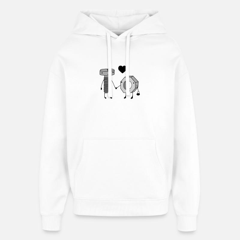 Illustration af tekniske skruer - Hættetrøje unisex Stanley/Stella Oversized - hvid