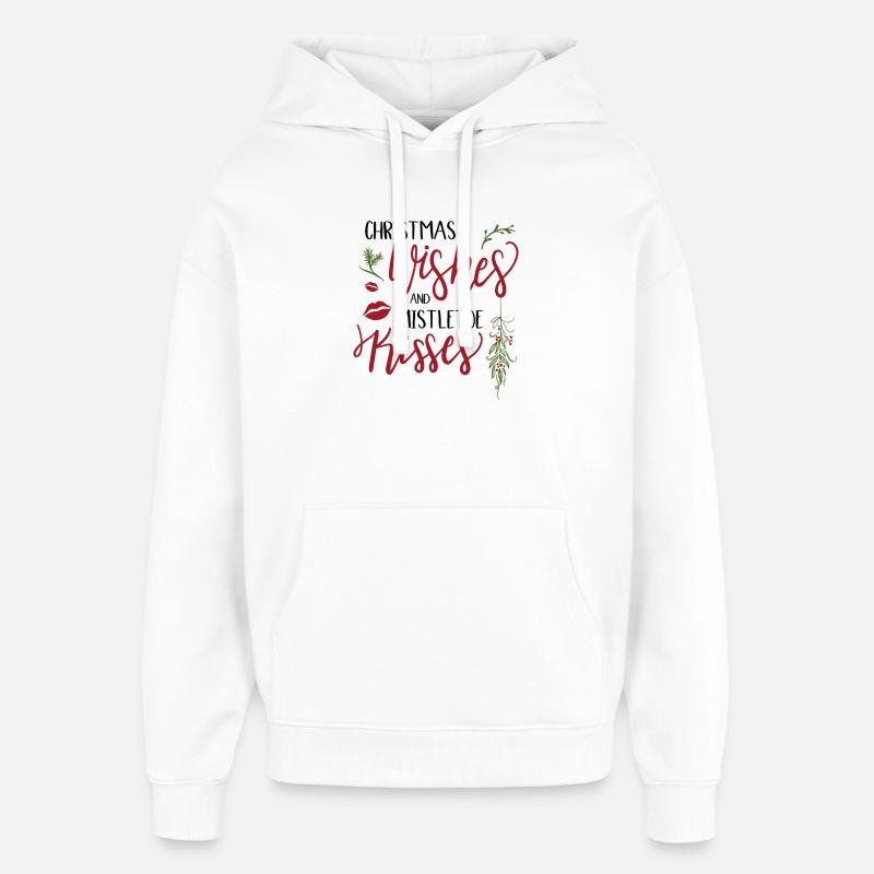 Vœux de Noël Gui Bisous - Sweat à capuche unisexe Stanley/Stella Oversized - blanc