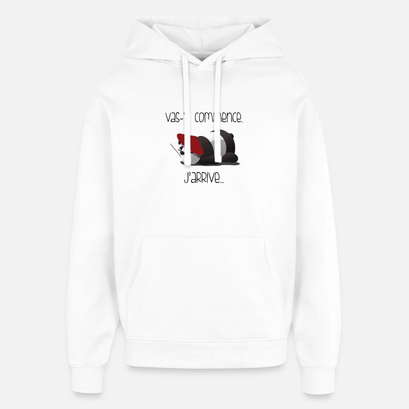 Panda au Béret Rouge Mime - Sweat à capuche unisexe Stanley/Stella Oversized - blanc