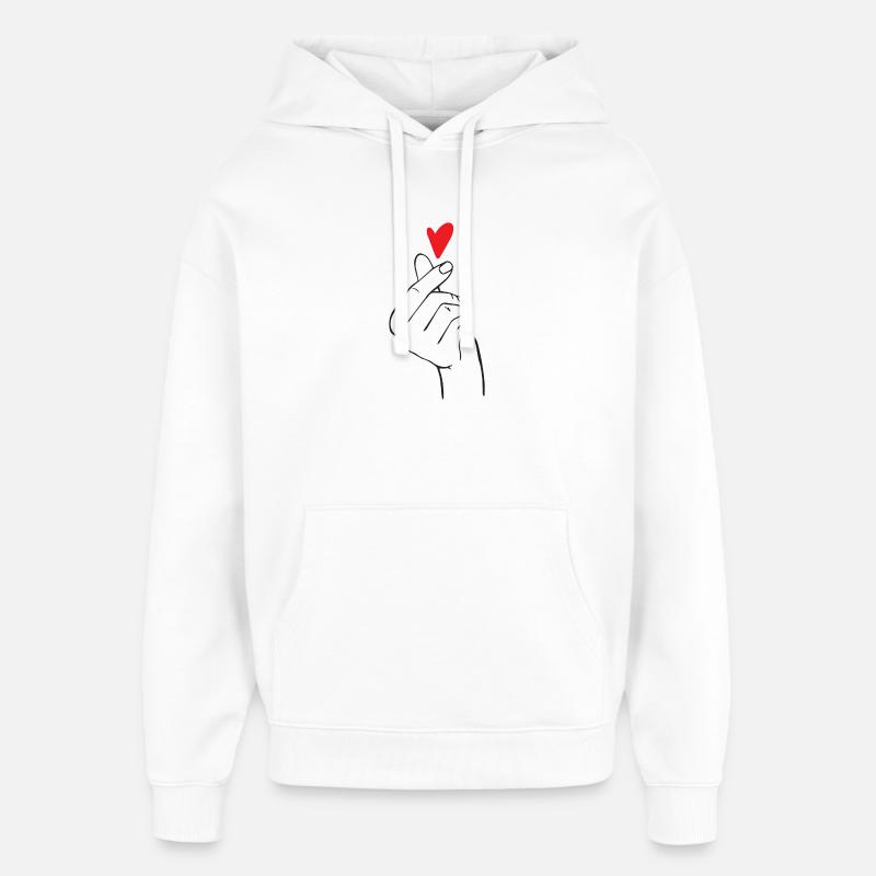 Cœur de doigt K-Pop - Sweat à capuche unisexe Stanley/Stella Oversized - blanc