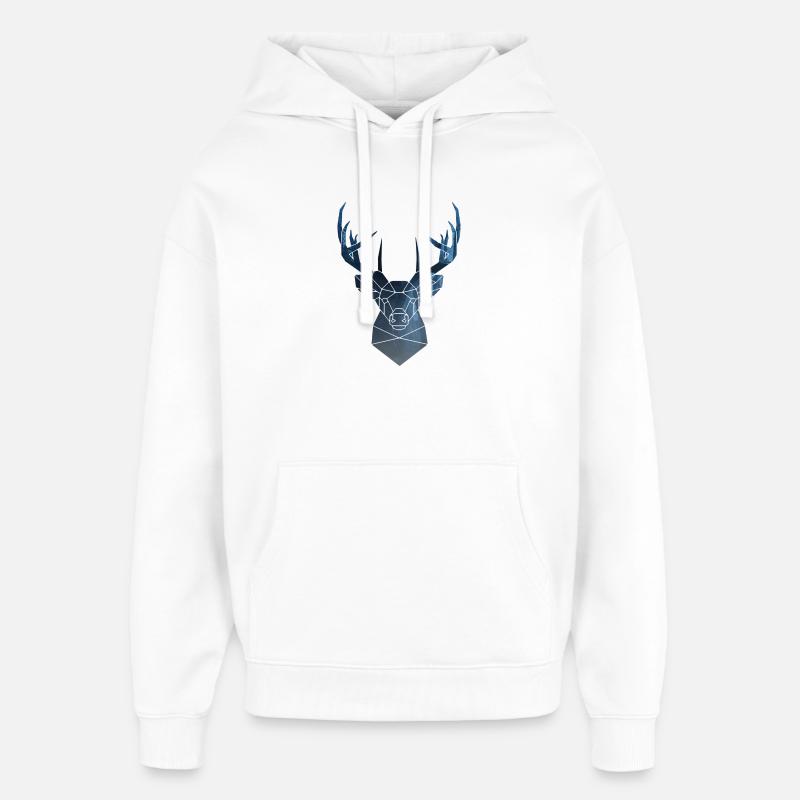 tête de cerf et les bois - Sweat à capuche unisexe Stanley/Stella Oversized - blanc