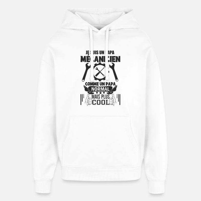 Papa mécanicien - Sweat à capuche unisexe Stanley/Stella Oversized - blanc