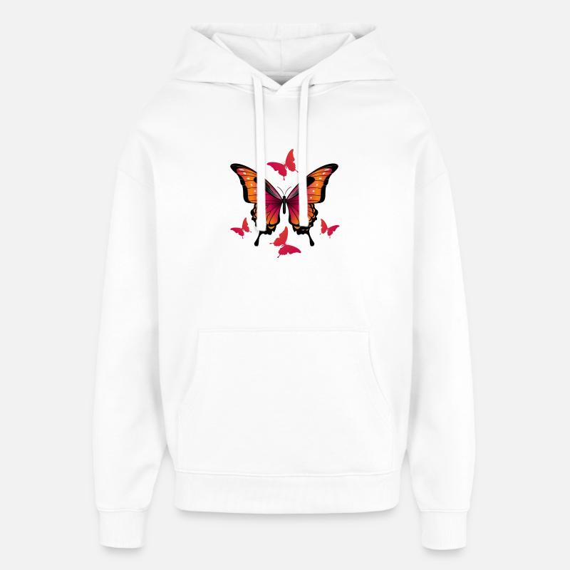 Papillons - Papillon - Sweat à capuche unisexe Stanley/Stella Oversized - blanc